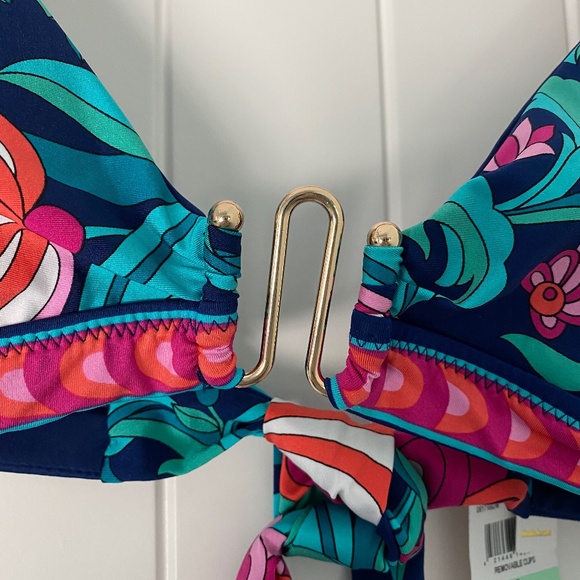 NWT Trina Turk Navy Floral Bikini Top Sz 8 - Picture 4 of 12